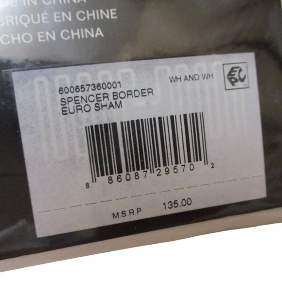 Lauren Ralph Lauren Spencer Sateen Border Euro 26” Sham All white NWT - Picture 4 of 6